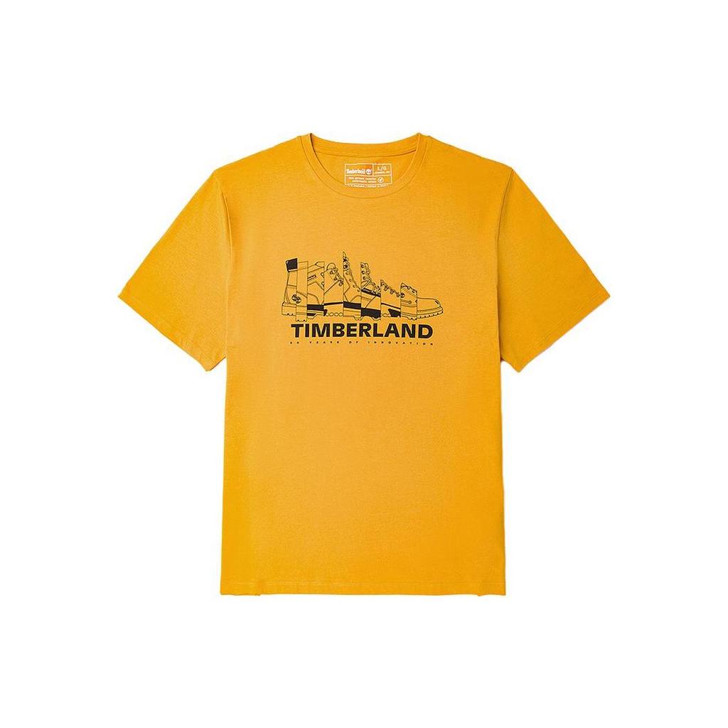 Timberland Letter Pattern Printed Casual Round Neck Short Sleeve T-Shirt Unisex Tops Stone-Yellow A27YF-723