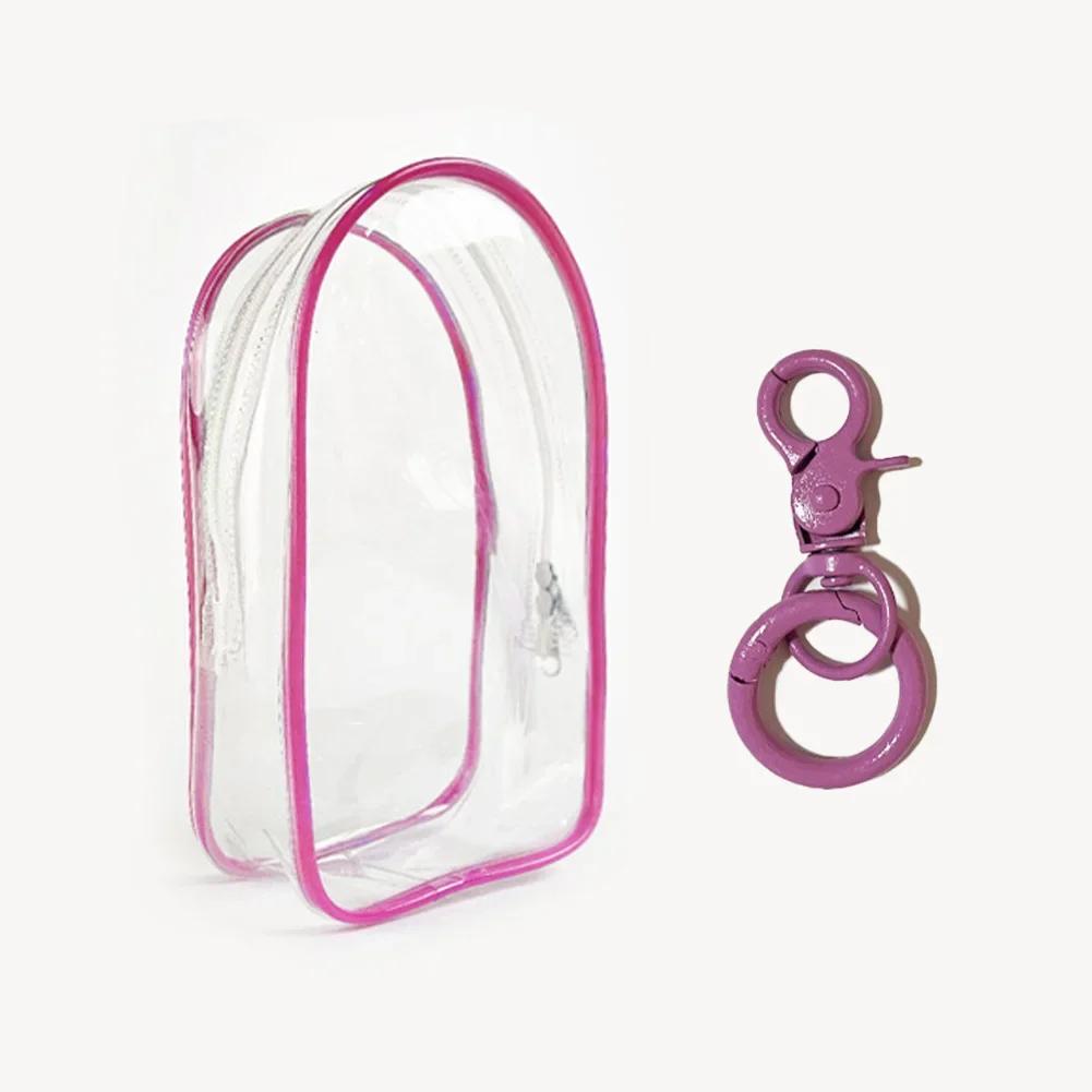 Colorful Transparent Protector Case Organizer Box for 17cm Labubu Plush Dolls Outdoor Display Bag With Keychain Doll Accessories