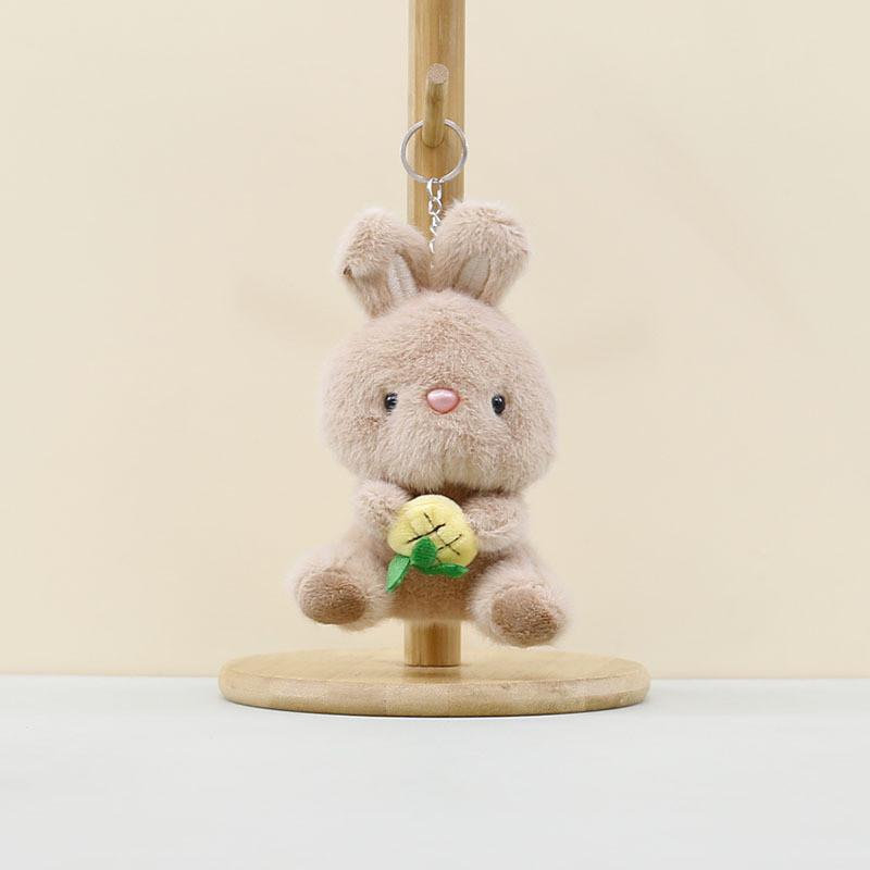 Cute Cartoon Plush Bunny Keychain With Ultra Soft Short Fur For Bag Decoration