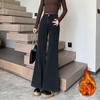 Autumn and Winter Velvet Thickened Micro-pull Jeans Women's New High-waisted High-flared Pants