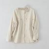 Women's Washed Blue Denim Shirt Jacket with Pocket Embellishments - European & American Style, Autumn Collection