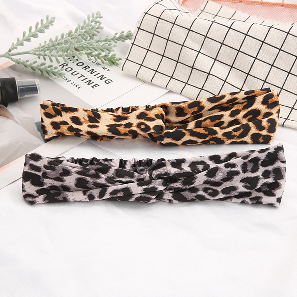 Women Girl Swide Yoga Headband Leopard Print Stretch Hairband Hair Bands Turban