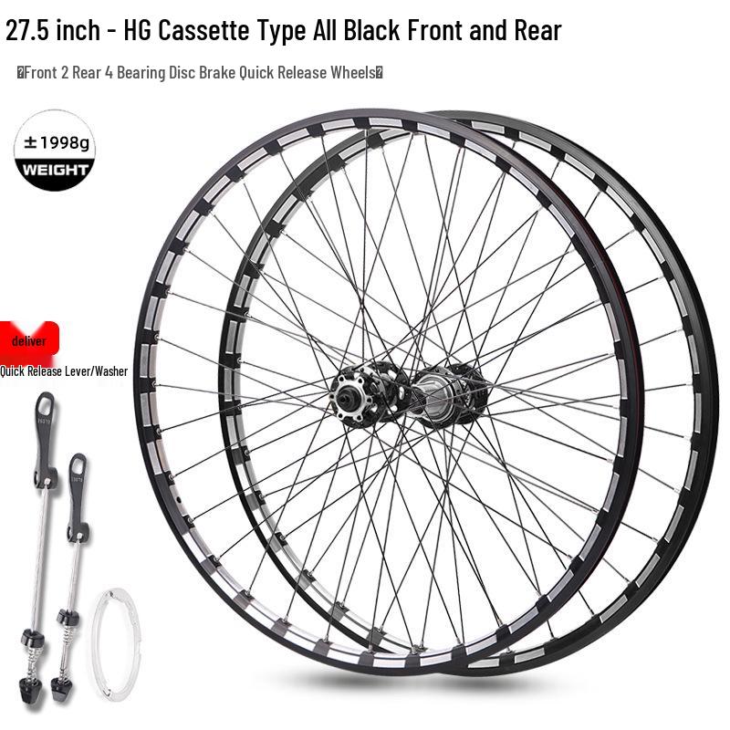 Mountain Bike Wheelset: 26/27.5/29 Inch, Front & Rear Quick Release, Disc Brake Compatible
