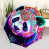 Psychedelic Panda Automatic Folding Umbrella Simple Eight Rib Design, Bright Color Pattern, Durable Iron Frame, Ideal for Travel and Outdoo