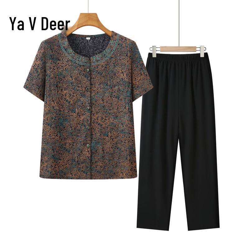 Yalu Women s Summer Short Sleeve Loose Cotton Blend Set 2XL