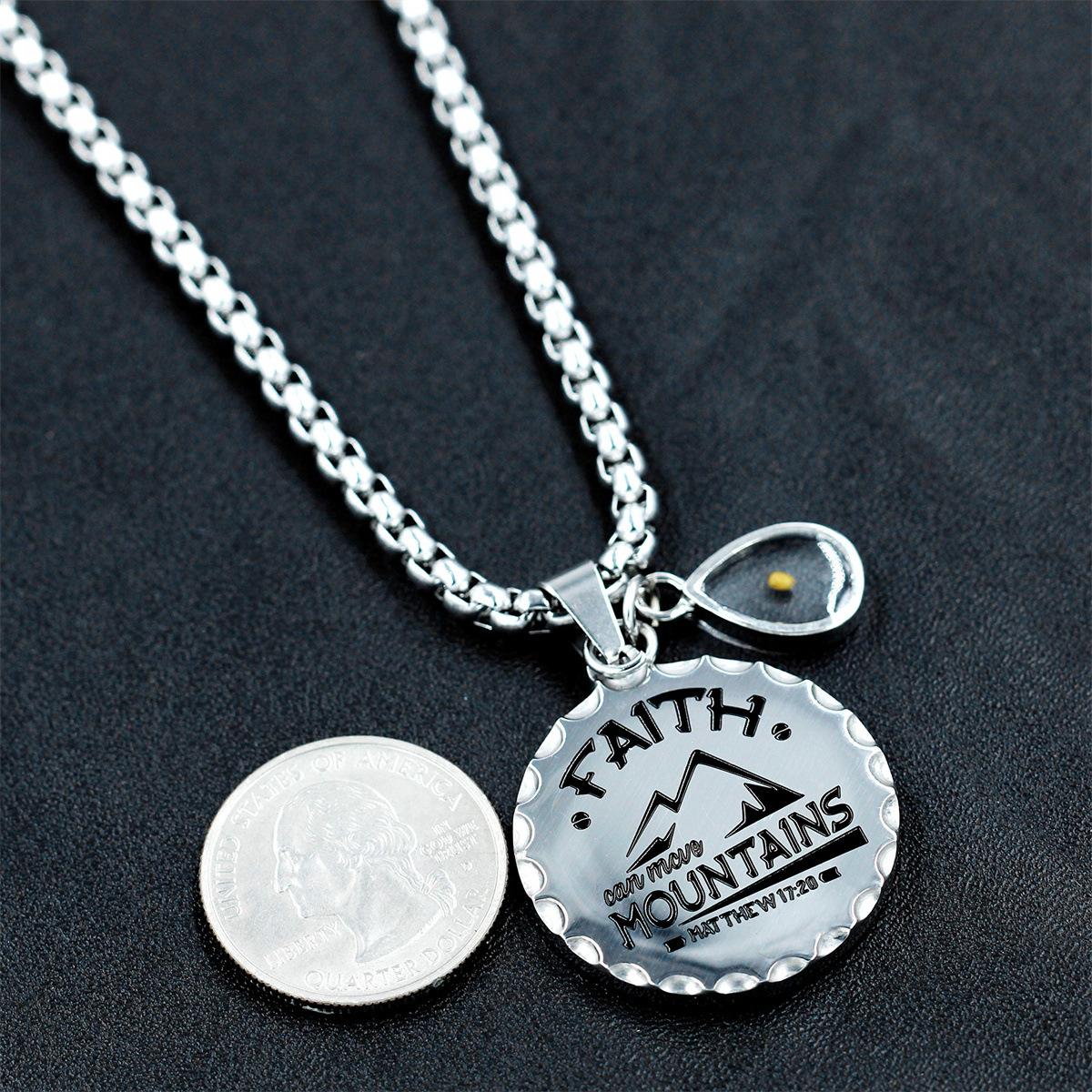 Coin Pendant Necklace Faith Can Move Mountains Horse Mustard Seed Necklace Female Charm Simple 60CM