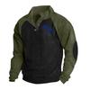 Men's Drop-Shoulder Sleeve Casual Printed Stand-Up Collar Loose-Fit Corduroy Patchwork Sports Sweatshirt