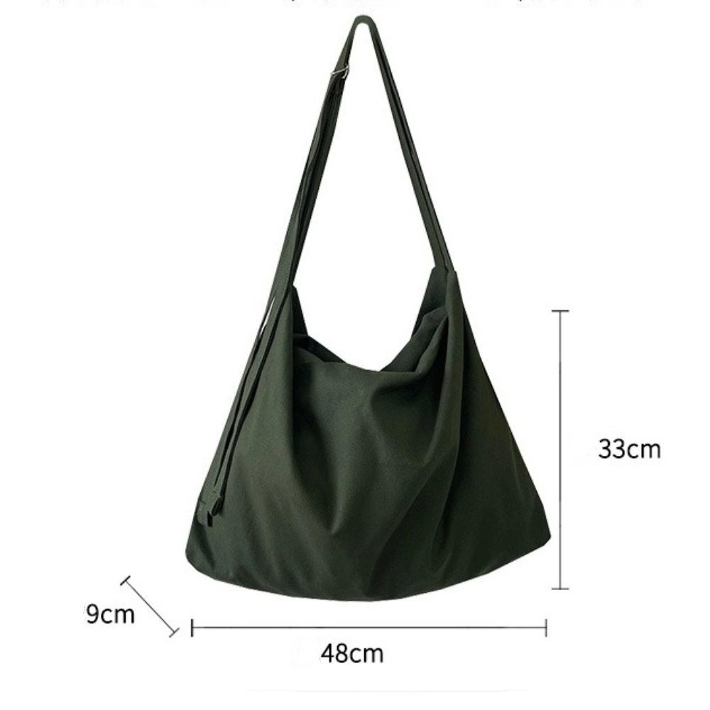 Casual Canvas Shoulder Bag Solid Color Adjustable Strap Shopping Bag Large Capacity Crossbody Bag Travel