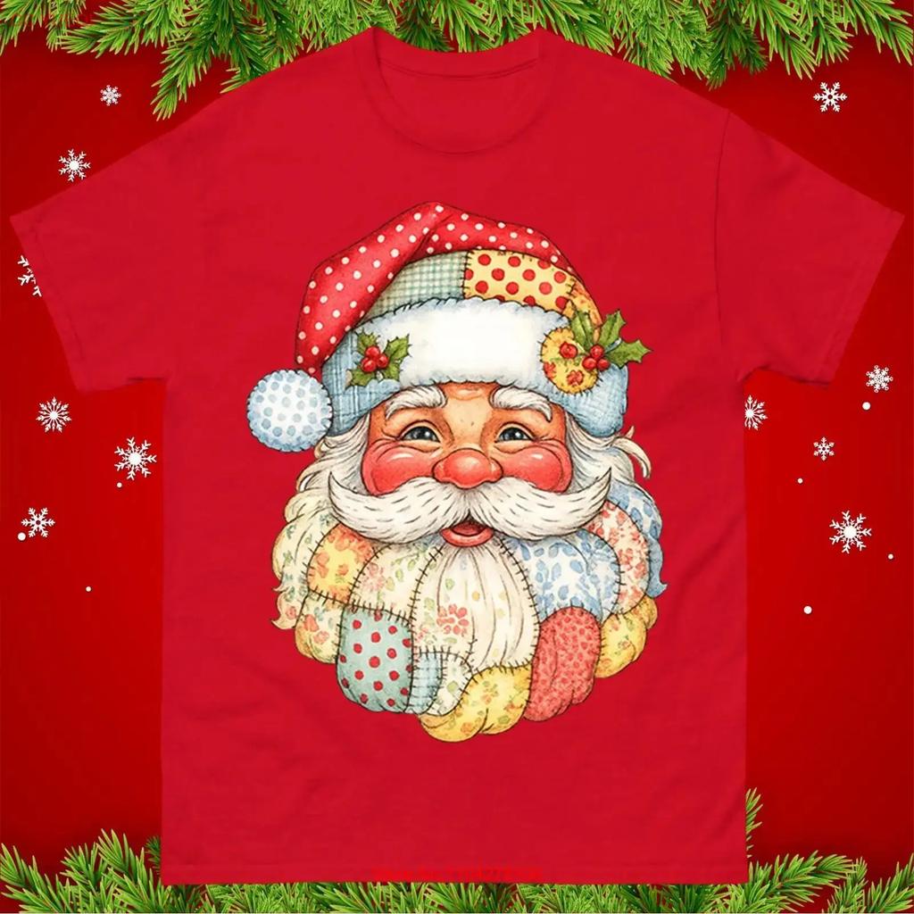 Vintage Weihnachtsmann Weihnachts T-Shirt Retro Gesicht Festliches Feiertags Oberteil vintage Gewaschen Stilvoll Leicht Unisex Lässig Mann