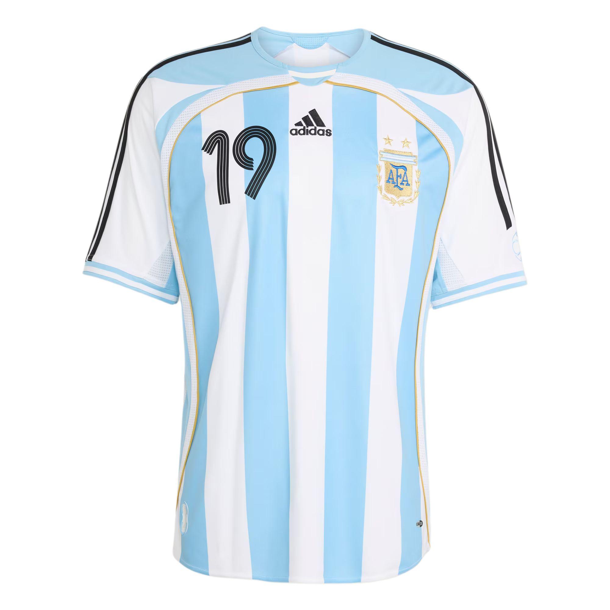 Adidas Performance Argentina Home Jersey 2006 Messi Retro Crew Neck Striped Short Sleeve Football Shirt Men jerseys JN3708 XL