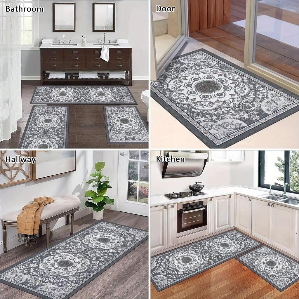 3 Pcs Set Floor Mat Bohemian Style Rugs Kitchen Carpet Non-Slip  Washable Kitchen Decoration Office Bedroom Corridor Rug