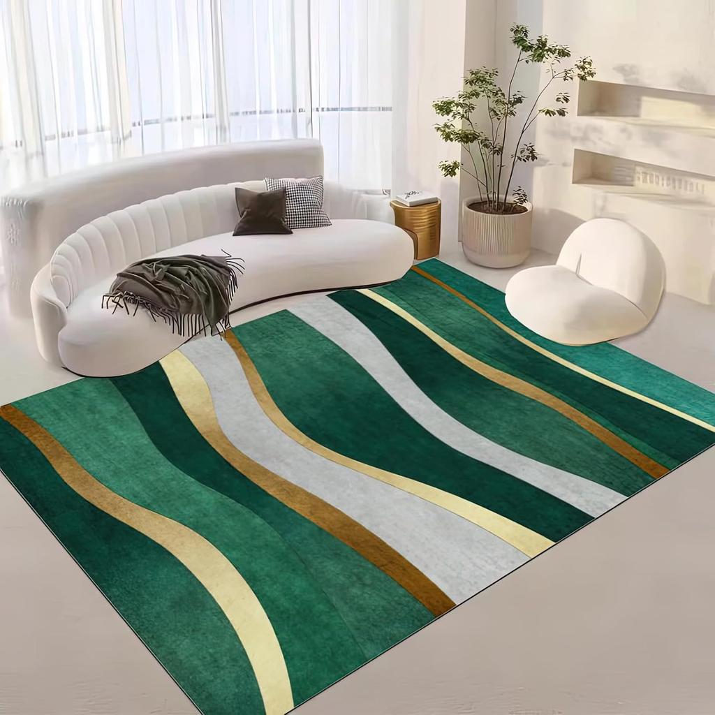 Vikama Nordic Geometric Luxury Loop Pile Rug - Washable Mat For Hall, Airbnb, Bedroom, Office, Home Decor