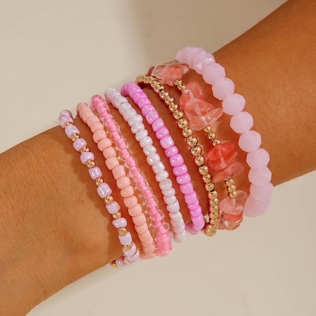 8pcs Mirad Color Brown Multi Piece Set Of Rice Bead Bracelet for Women Jewelry Personalized Matching Bracelet