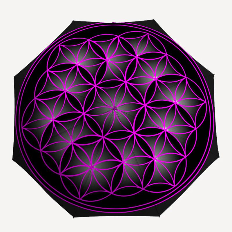 Flower of Life Mandala Art Print - Sacred Geometry DecorUmbrella, Portable 3-Fold Umbrella for Men & Women,Christmas Gift ES70