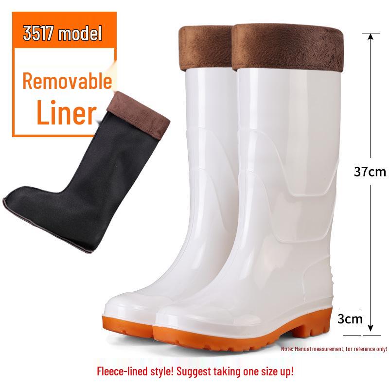 White High-Top Rain Boots: Acid, Alkali, Corrosion Resistant, Waterproof, Oilproof Farm Shoes