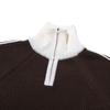 NODU High-Neck Half-Zip Track Line Contrast Collar Hacci Knit [Brown]