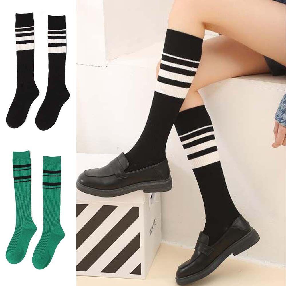 

Elastic Long Tube Stockings Cotton Girl Golf Socks Breathable Stripe High Tube Socks Lady