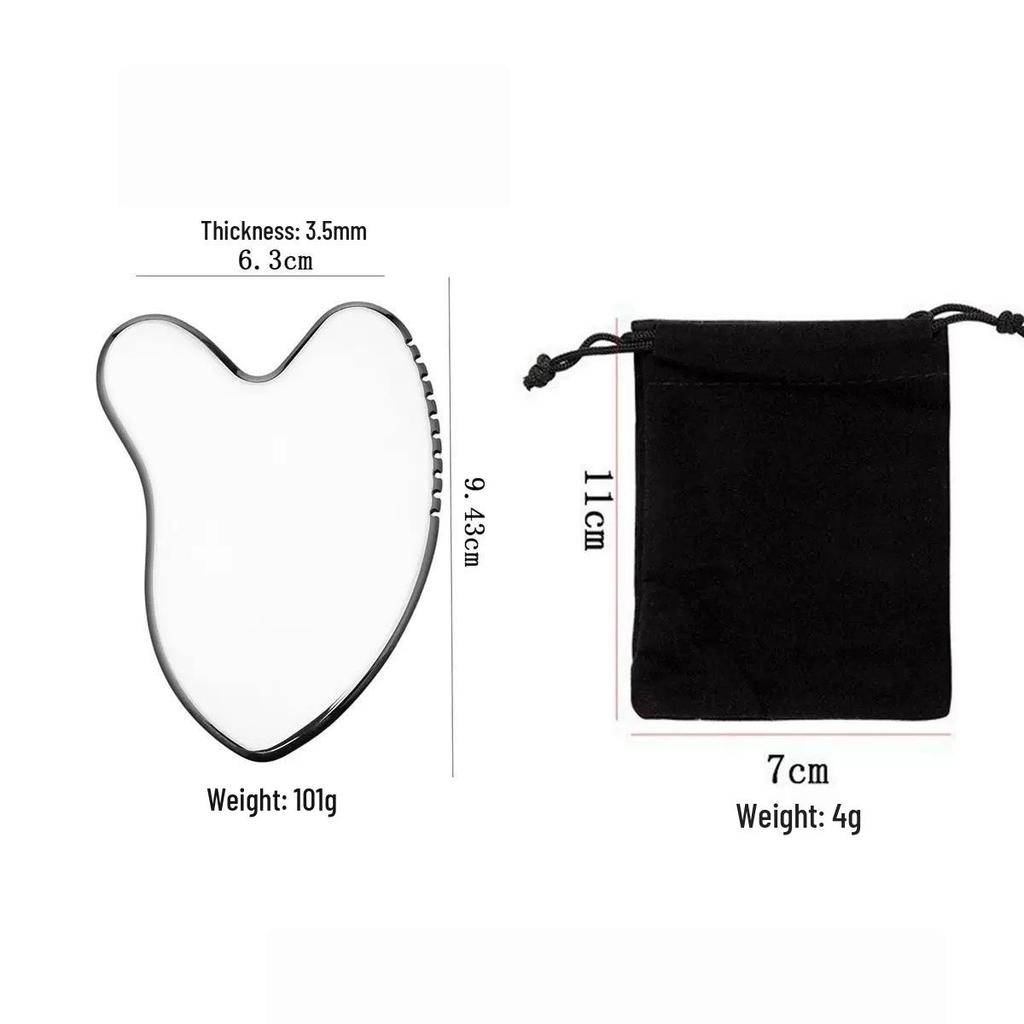 Heart-Shaped Stainless Steel Gua Sha Board for Facial Firming and Lifting Massage – Large Size, Multifunctional Fascia Tool.