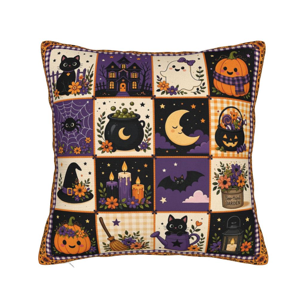 Halloween Black Cats Square Pillow Cases Witchy Moon Gothic Cushion Cover Novelty Decorative Pillowcase for Home 40x40cm