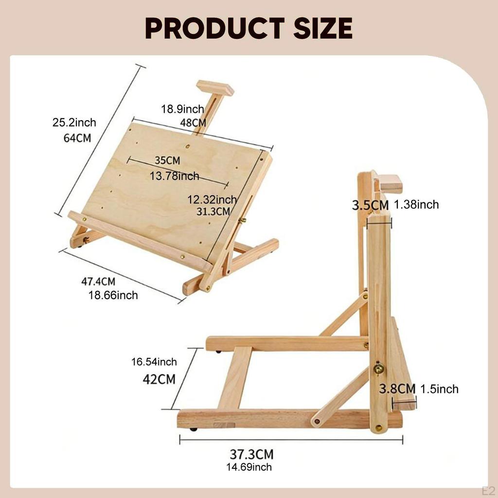 Wooden Tabletop Easel Drafting Table Supplies Portable Sketching Board Art for Watercolor