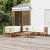 VidaXL Garden Lounge Set 6 Pcs with Cream White Cushions Bamboo 3155186