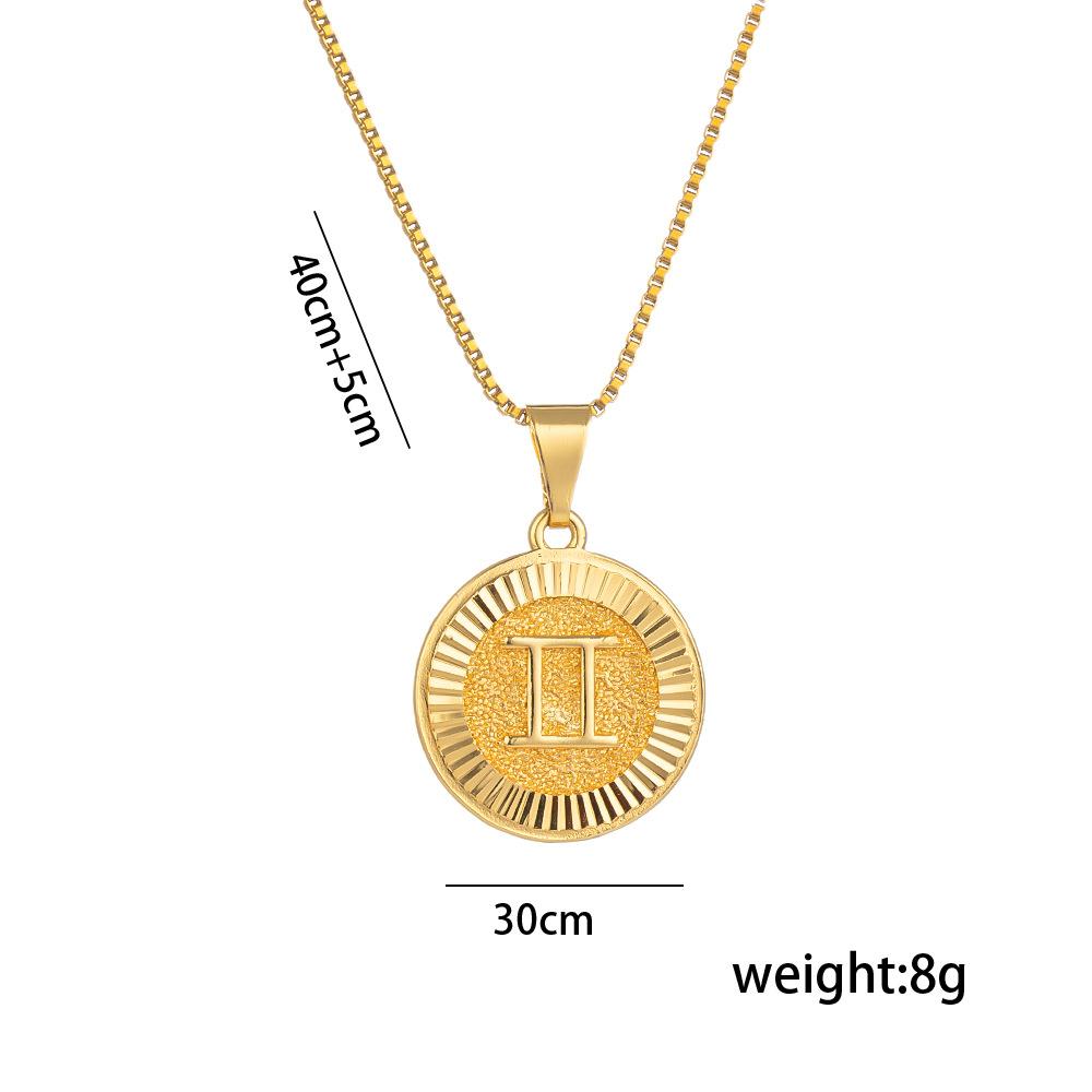 New North 12 Zodiac Sign Necklace Stainless Steel Fashion Jewelry Ancient Roman Coin Relief 12 Zodiac Pendant Necklace Women