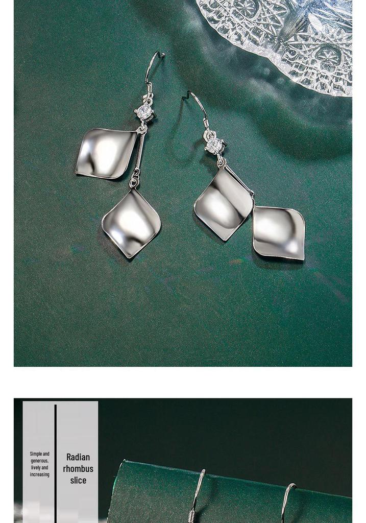 Geometric Rhombus Rhinestone Tassel Earrings for Women - Trendy Ear Hooks, Super Fairy Fashion Style
