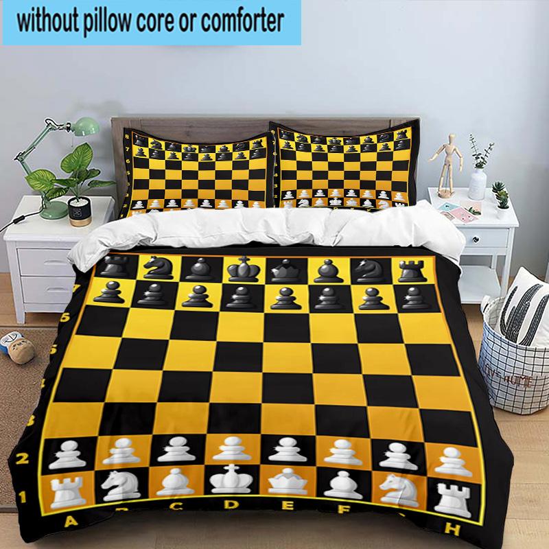 Chess Opening Strategy 3pcs Bedding,Including 1pc Duvet Cover And 2pcs Pillowcases Perfect for Christmas,Ideal for Bedroom, Dormitory