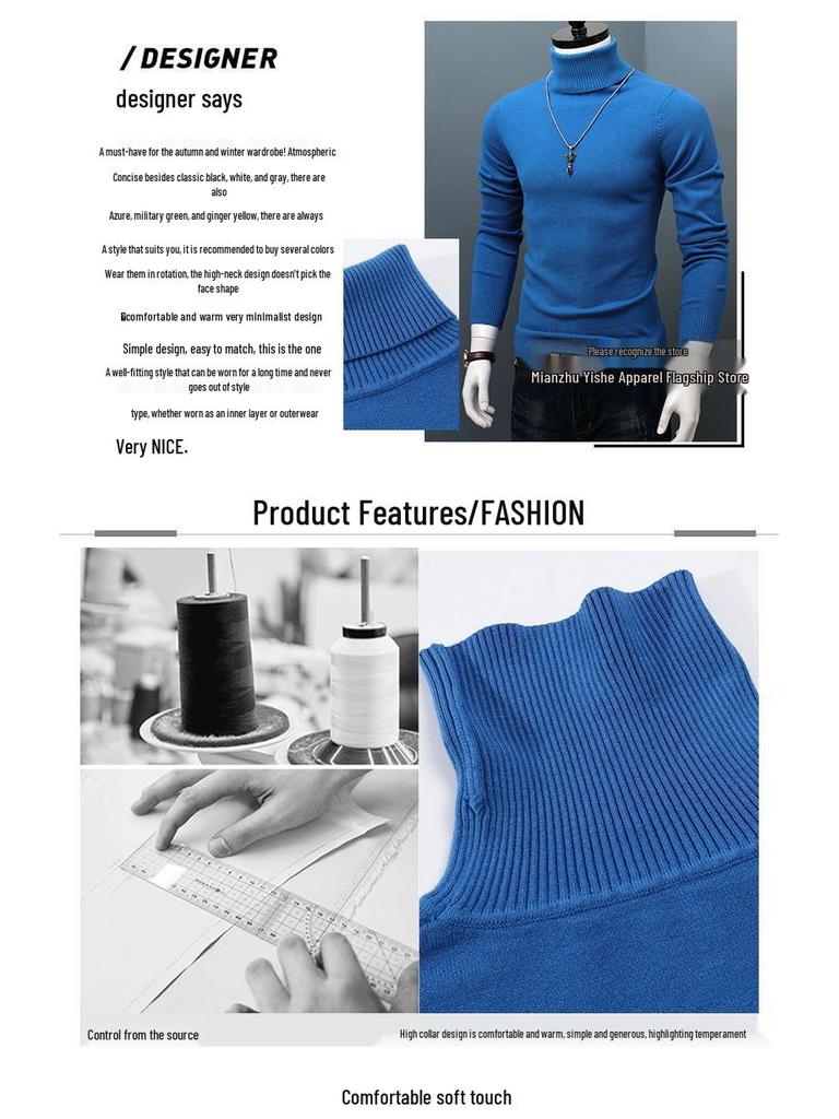Men's Korean Style Turtleneck Knitted Sweater: Autumn/Winter Thick, Trendy, Plus Size Loose Pullover.