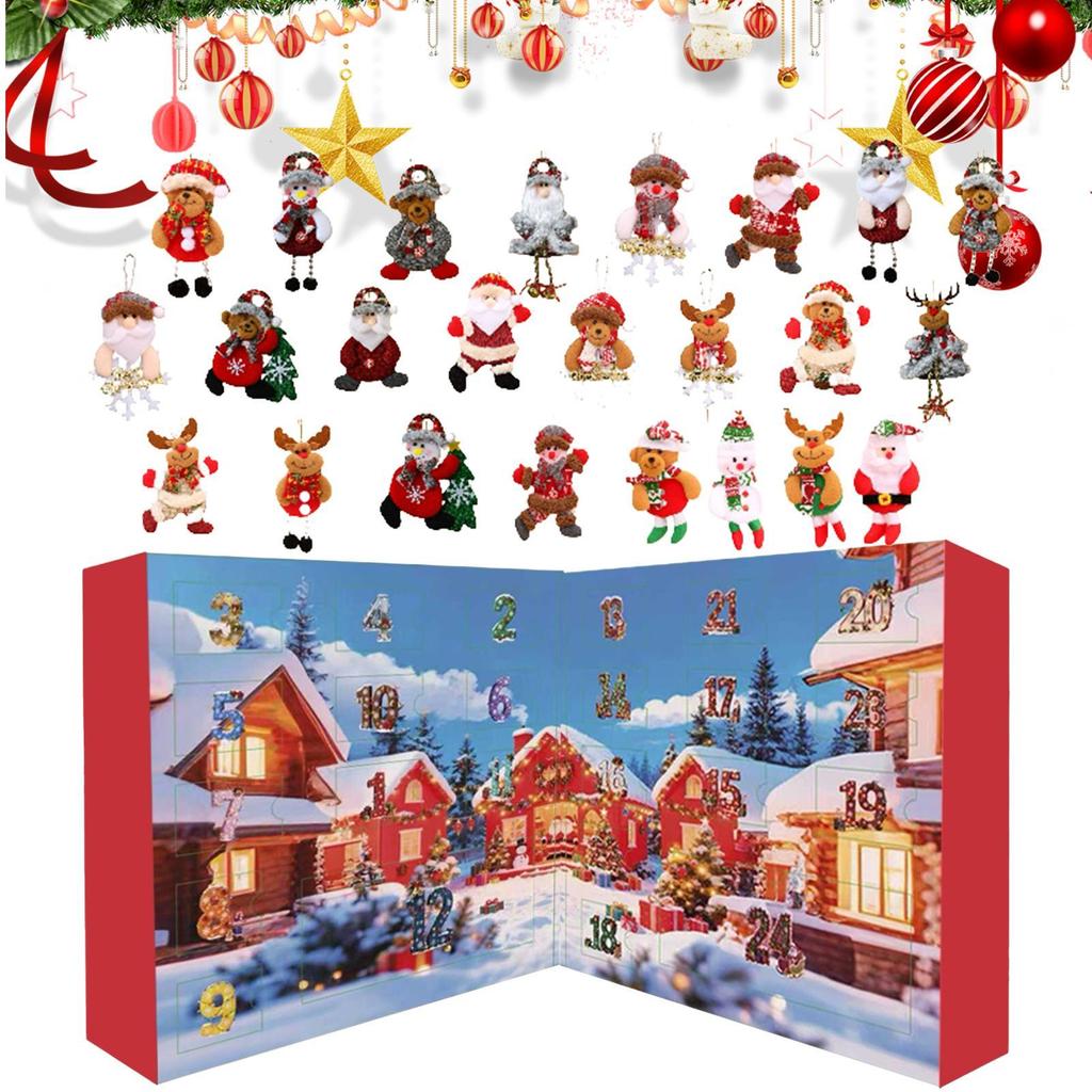Plush Ornament Christmas Advent Countdown Calendar 24-Day Advent 2025 Festive Plush Doll Pendant for Christmas Tree Window