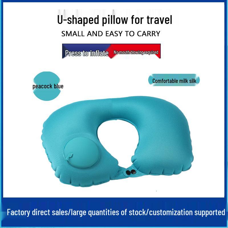 Inflatable U-Shaped Travel Pillow - Neck Support for Camping & High-Speed Rail