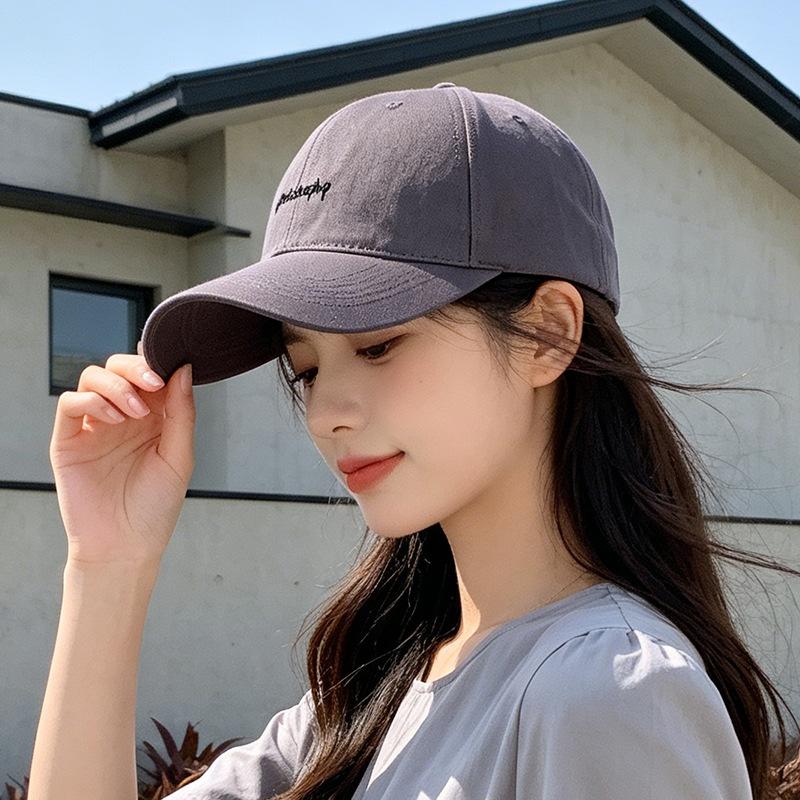 Fashion Hat Female Korean Version Versatile Big Head Circumference Show Face Small Sunscreen Peaked Cap Soft Top Embroidery Casual Shade Baseball Cap