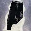 Plus Size Rhinestone Sparkly Sweatpants with Elastic Waist - Women's Autumn Winter Fashion