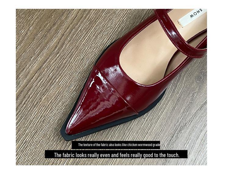 2024 Spring French Retro Pointed Toe Medium High Heels for Women