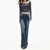 Retro blue jeans women's spring new hot girls are thin and do not stick to their legs loose mopping flared pants Yichun