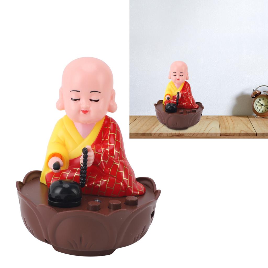 Musical Nodding Monk Figurine Decoration Moving Head Buddha Statue with USB Charging Cable
