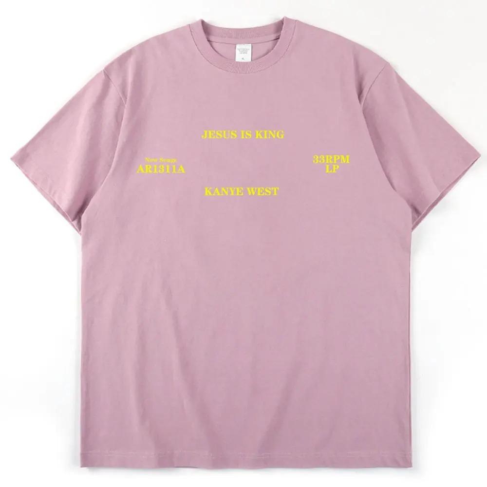 Kanye West Stejný styl Jesus Is King Grafický potisk Tričko Unisex Unisex Harajuku Móda Kulatý výstřih Bavlna Krátký rukáv Letní Nové Tričko
