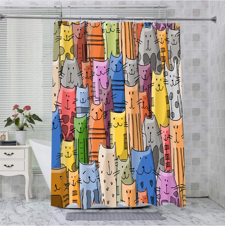 

Carton Animal Bathing Curtain Bathroom Shower Curtain Waterproof With 12 Hooks Home Deco Free Ship W60H190(CM)-1 Pcs