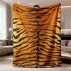 2026 Neue Flanelldecke 1 Stück Faux-Tiger-Design Weiche Decke, Ganzjahres-Orange und Schwarz Wildtier-Thema Überwurf für Schlafzimmerdekoration, Sofa, Wohnheim