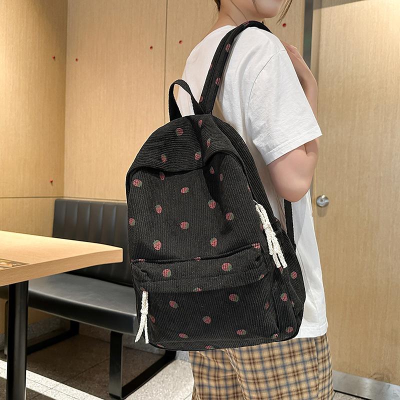 Damen Cordrucksack Erdbeerdruck Studenten Schultasche