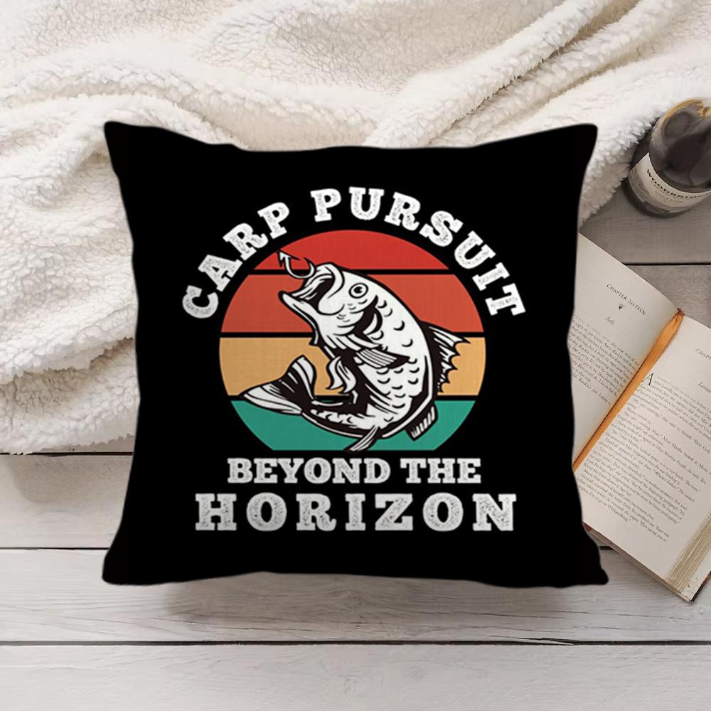 Carp Fishing Art Cushion Cover Short Plush Double-Sided Printing Home Machine Washable In Warm Winter Pillow Cover
