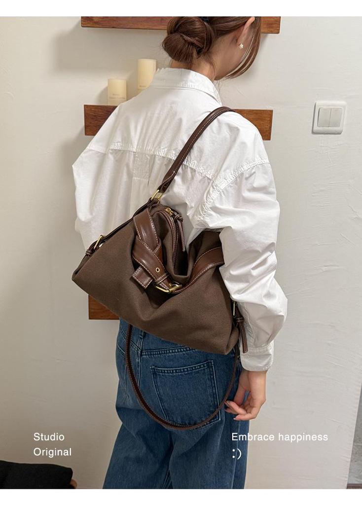 2026 Korean Style One-Shoulder Women's Large Capacity Crossbody Bag - High-End Solid Color Tote