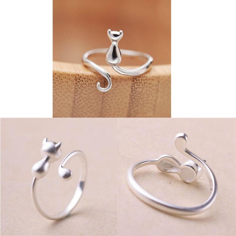 Cat Finger Rings Cat Adjustable Opening Rings Alloy Material Party Jewelry