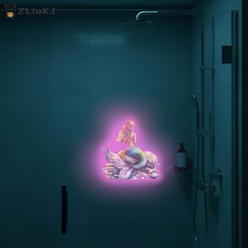 Glow In The Dark Toilet Stickers Cartoon Frog Penguin Design Removable Waterproof Bathroom Wall Sticker Home Decor
