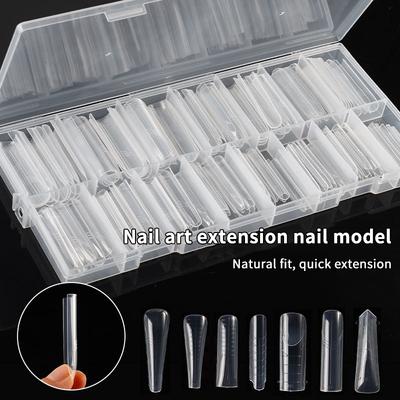 150 Stück Sargform Sandwich-Nagelformen Natürliche Klare Spurlos Nagellack-Spitzen Mit Hilfslinie Mandelform Nagelspitzen