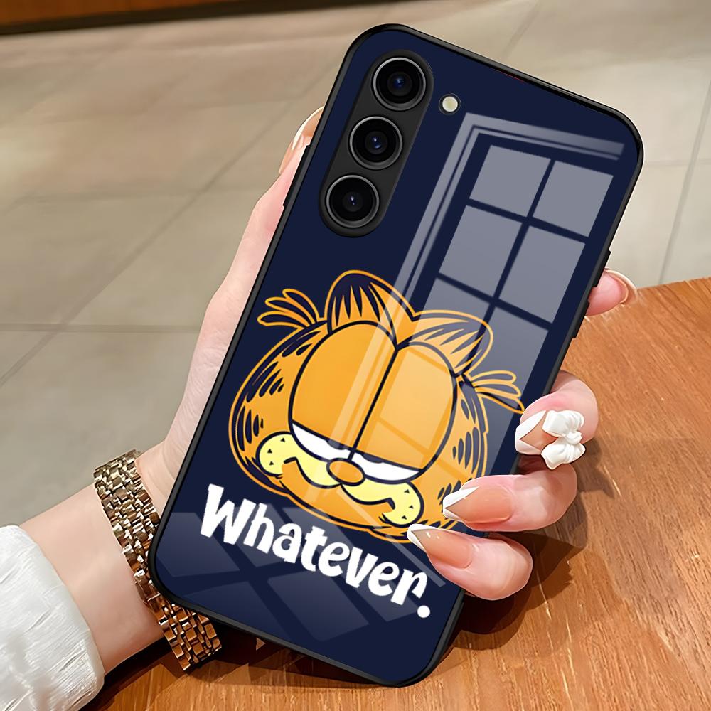 Funda de Teléfono Linda Gato G-GarfieldeS Para Samsung S26 S25 Edge Ultra S23 S22 S21 S20 Ultra Plus S24 Fe A54 A53 A25 Cubierta de Cristal