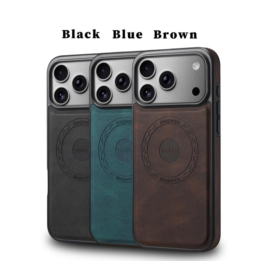 Denior Apple 17ProMax leather pattern skin feeling magsafe magnetic mobile phone case iPhone16Pro protective case