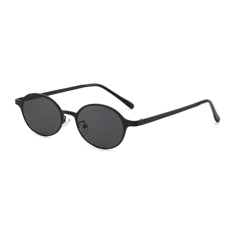 

2025 Vintage Small Oval Sunglasses Women Men Stianless Steel 90s Ocluos Gafas Shades черный серый