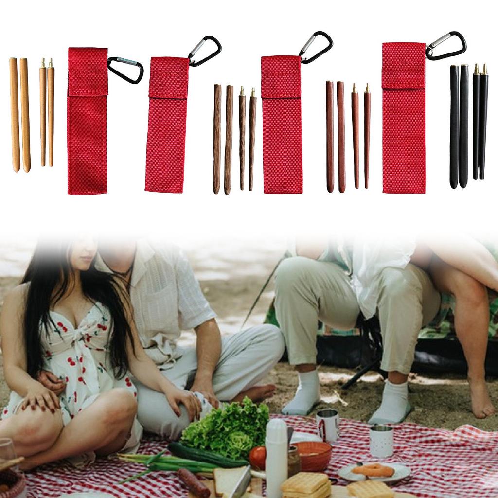 Travel Chopsticks Portable Foldable Lightweight Versatile Tableware Wood Wooden Chopsticks for Hiking Office Travel Camping