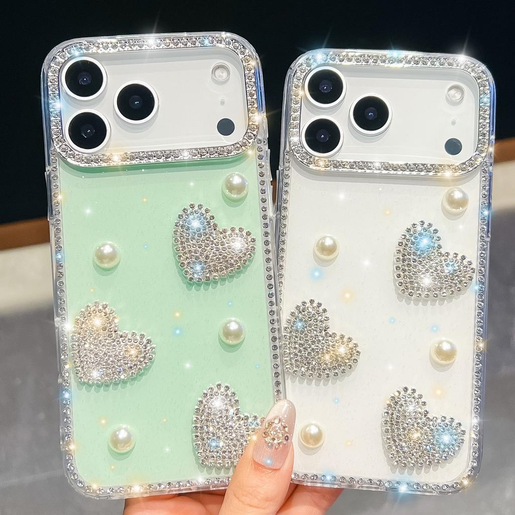 Pearl Love for Apple 17Air Phone Case Glitter Diamond IMD Star for IPhone16promax Luxurious Glitter